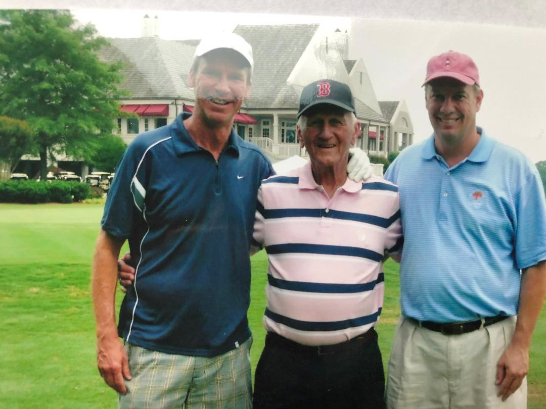 A successful coach whose labor of love was developing top-notch athletes and good citizens, Holliston resident Bill Davis coached for all the right reasons. Here he is shown with Arnold ‘Smokey’ Whitman, left, and Jeff Neville, two of his  top players at Dover-Sherborn.