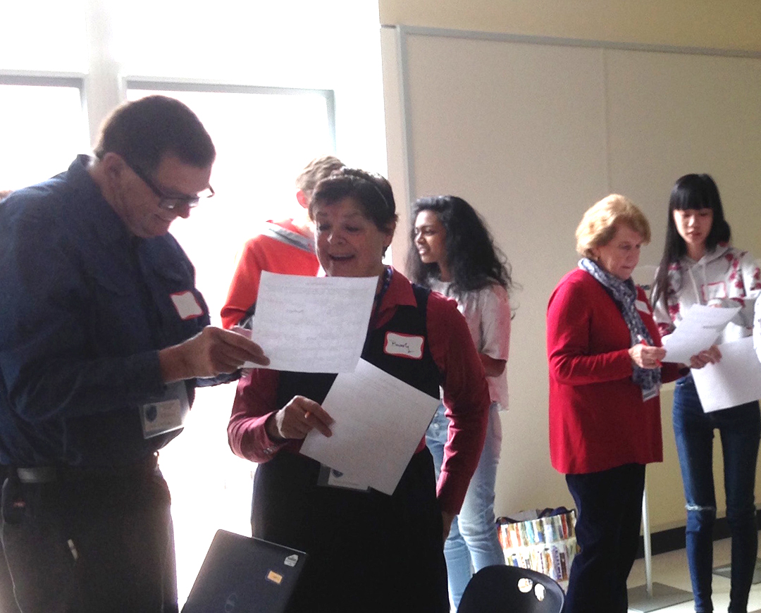 Students from Franklin High School and members of the Franklin Senior Center began the event with a game of icebreaker bingo.