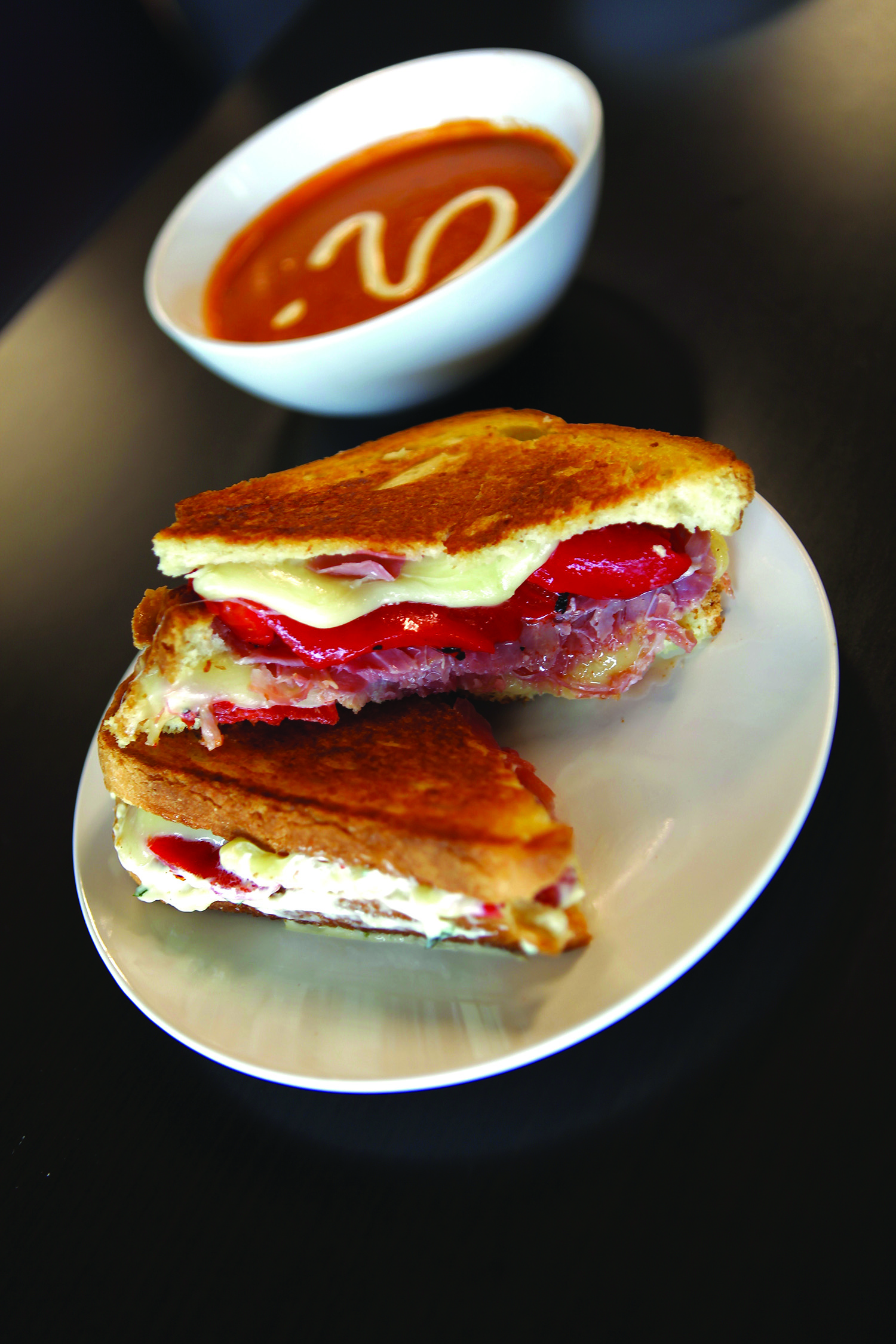 Cheesy Street Grill Mozzarella, Prosciutto, Roasted Red Peppers with Tarragon Aioli Grilled Cheese Sandwich (Photos/Todd Fairchild Photography of West Hartford, CT)