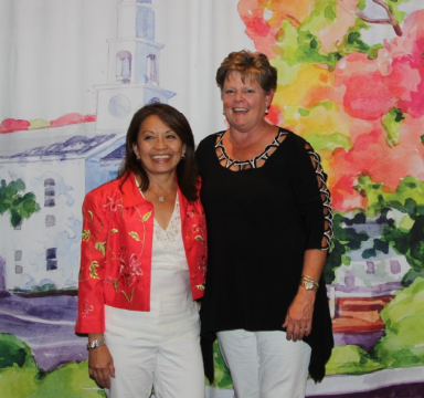 Shown are the new co-chairs of Holliston in Bloom, Cherry Fenton and Kathy Shore.