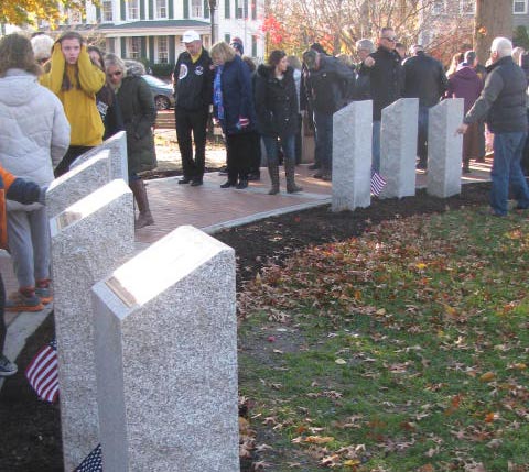 People had their first chance to walk along the Veterans Memorial Walkway at the dedication on Nov. 11. 