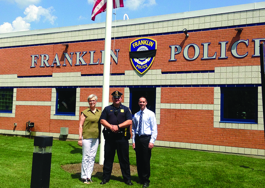 Shown are Brenda Reed and Chris Nayler, of the Lifelong Learning Institute, with Lieutenant James West, of the Franklin Police Department. Franklin Lifelong Learning and Franklin Police are collaborating this fall for the first time to offer Citizen Police Academy, one of three classes aimed at strengthening ties between the community and their police officers.