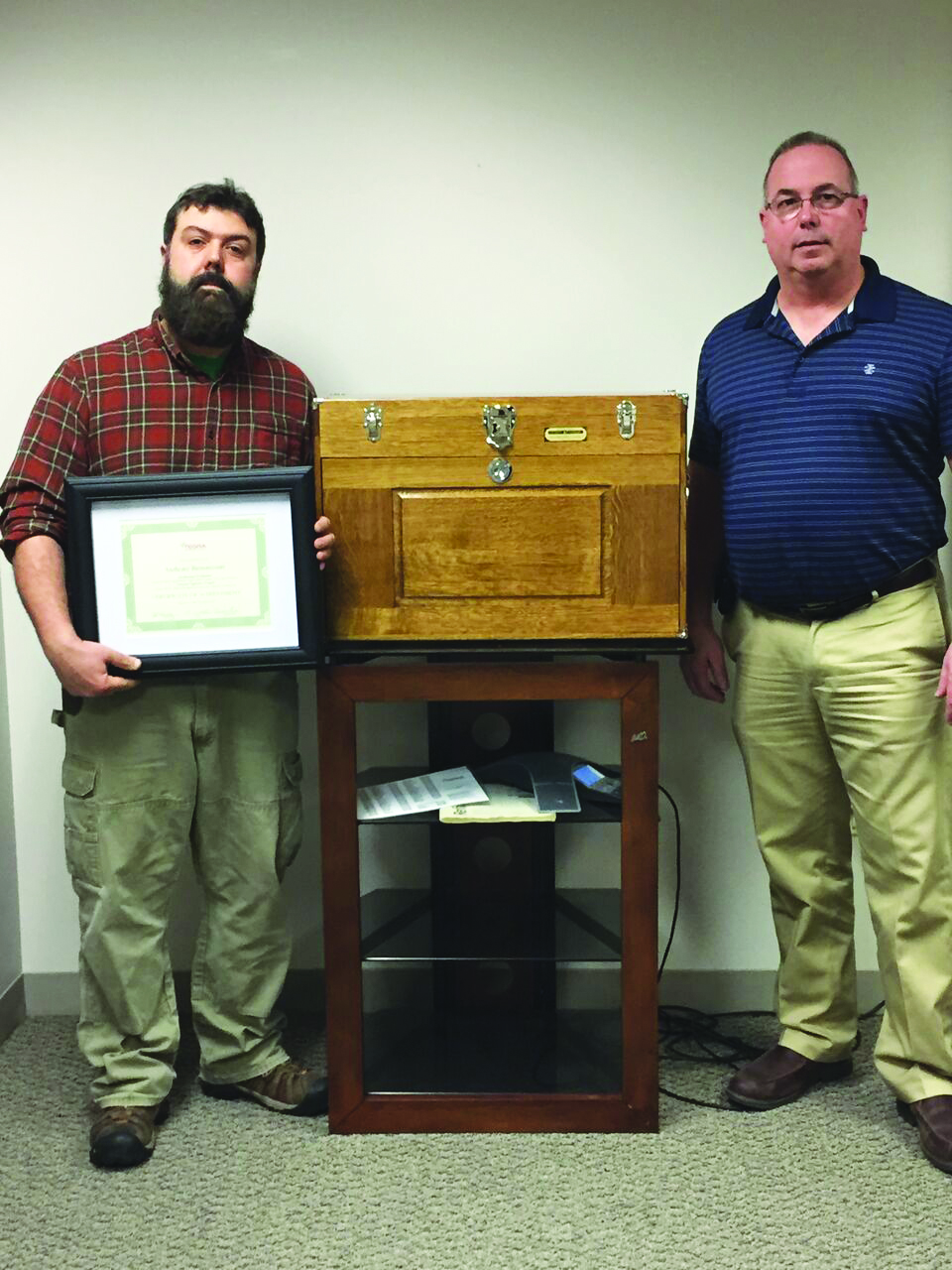 Antonio Bettencourt,Tegra Medical’s first apprentice program participant and Brian Rua, Director of Support Services and founder of the apprentice program. 