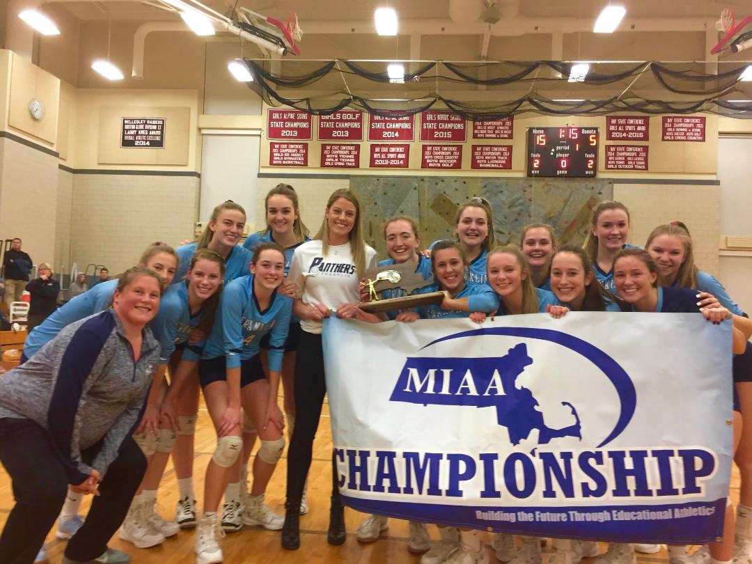 First-year coach Kelsey Weymouth led her Panthers volleyball team to win the Hockomock League’s Kelly-Rex Division and the Sectional championship this year. 