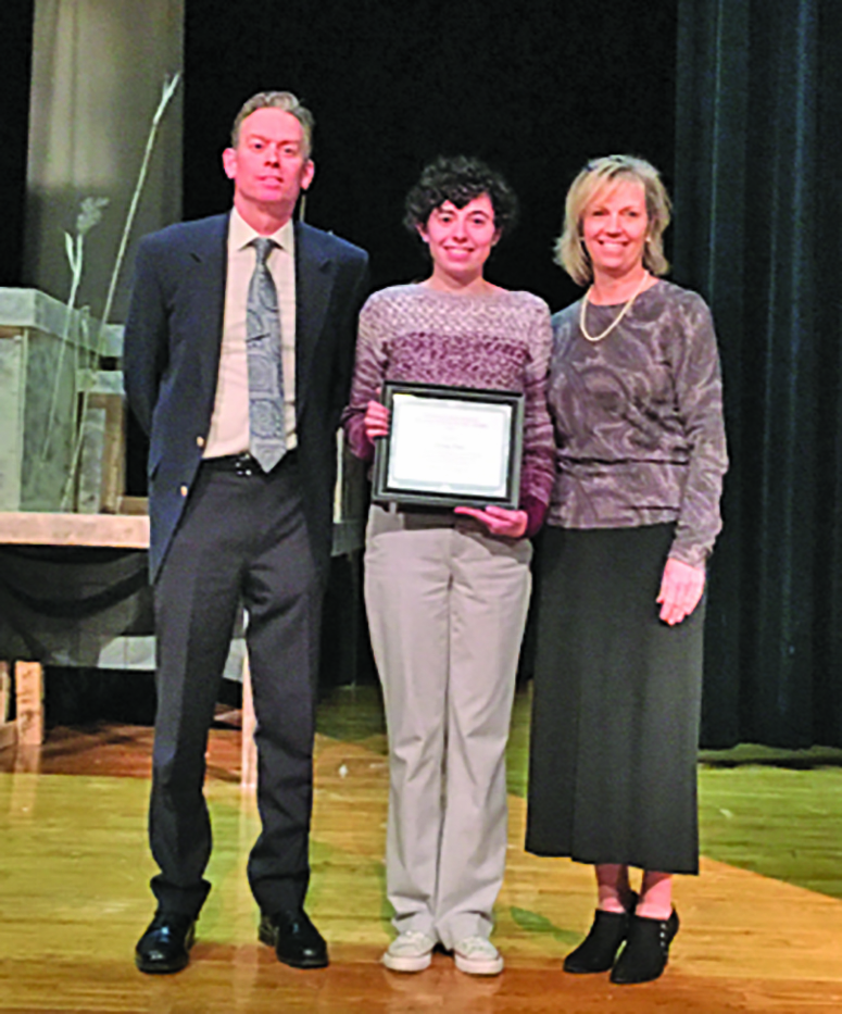 Pictured: Principal, Derek  Atherton, Alyssa Pool and  English Teacher, Kate Connors