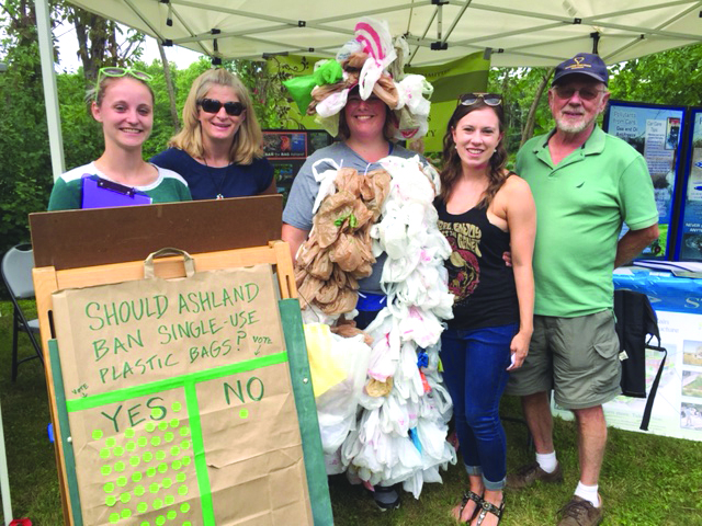 Pictured ((l to r): Kyle Ahlers, Tricia Kendall, Sarah Martin, (aka Bag Monster), Michele Brooks and Rob Moolenbeek. (Photo/courtesy of Ashland Sustainability Committee)