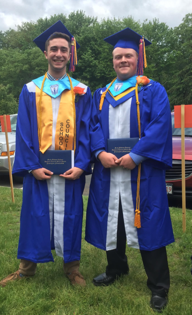 Keefe Tech Class of 2017 Principal’s Award recipient Hudson Bickford of Holliston (left) and Keefe Tech National Honor Society President Brian Burns of Framingham (right). Bickford plans to attend Mass Maritime Academy and Burns will study Civil Engineering at Wentworth. 