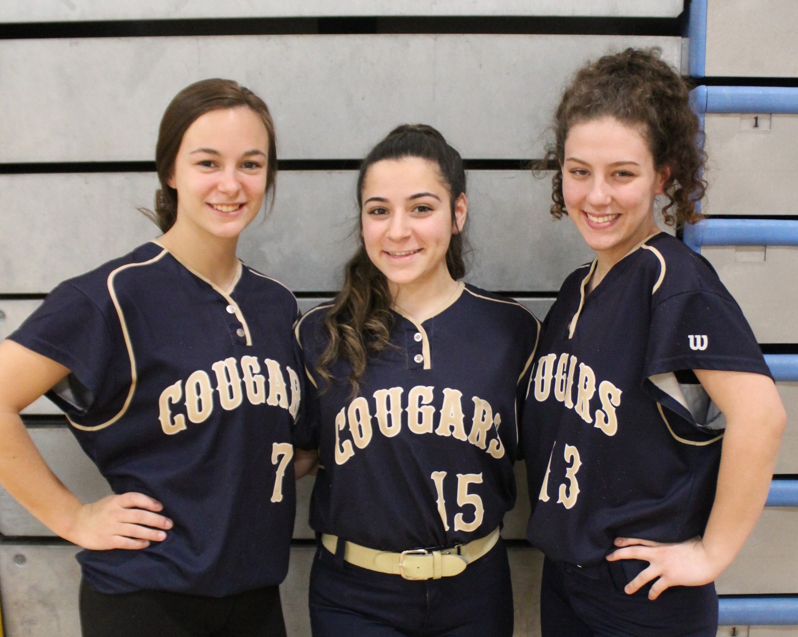 Tri-County Softball coach Stephanie Caffrey will look to her three captains, Ava Nobel (right), Abby Pacheco (center), and Kendra Whelan (left) to help build team camaraderie and skill this year.