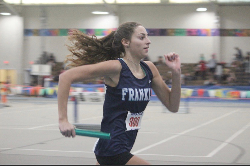 Talented runners Lindsey Morse (above) and Jill Fenerty (left) have taken off in terms of scoring for Franklin girls’ indoor track this year. Contributed photos.