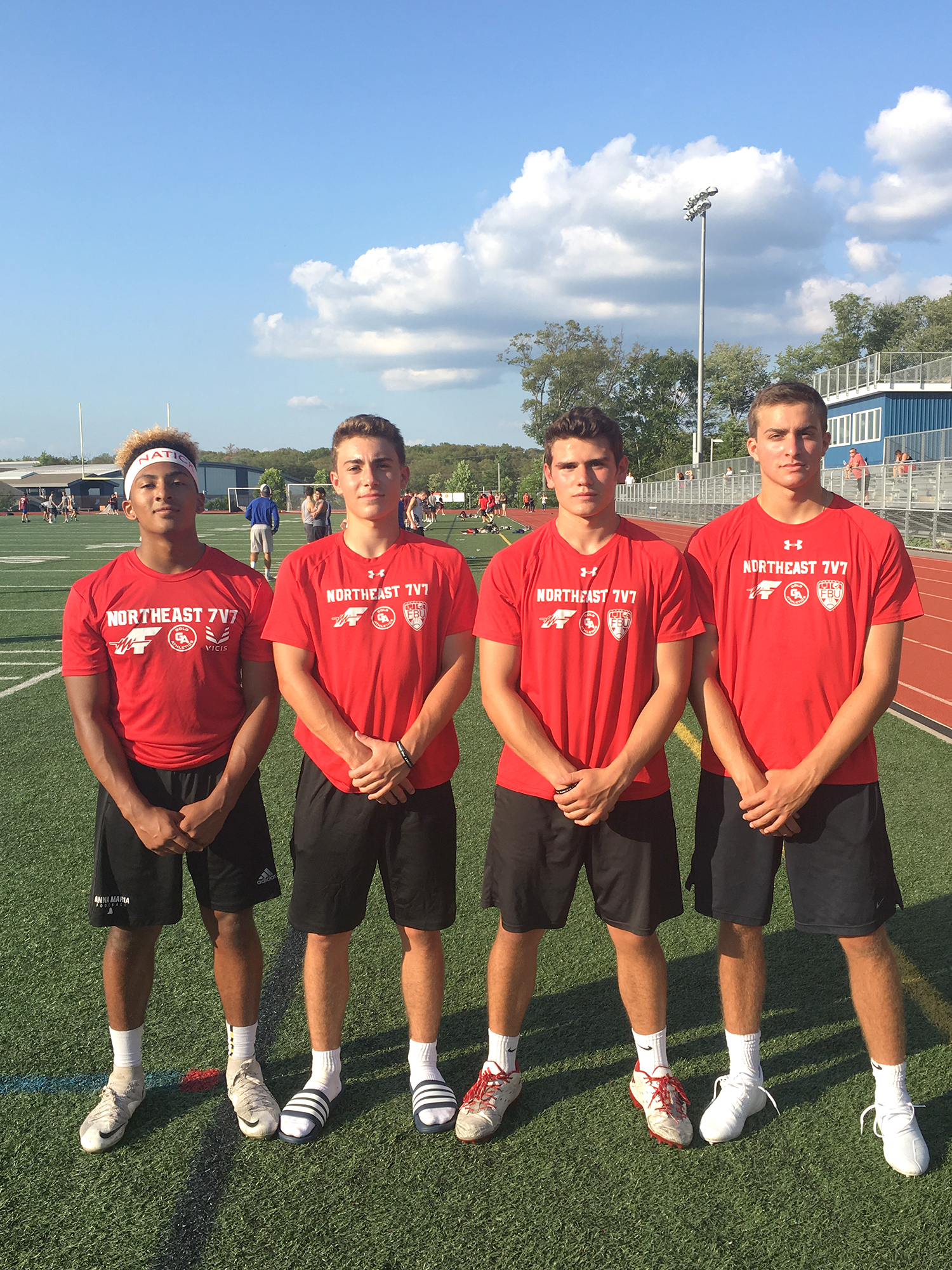 Natick High’s captains are, from left, Gio DeJesus, Max Ferrucci, Hunter Ferrera, and Colin Ghilani