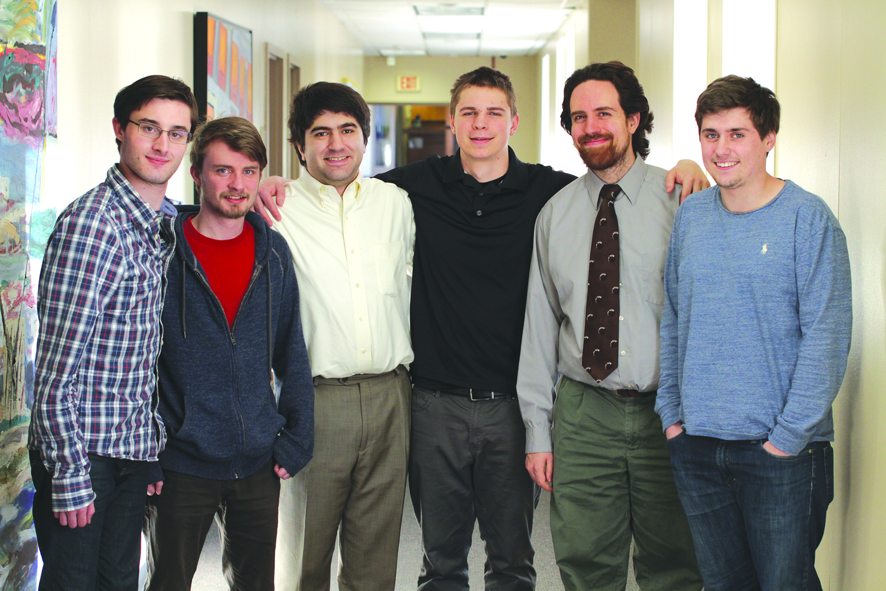 From left to right; Fred Dolan (Newton), David Dew (Wellesley), Paul Buonopane (Medfield),  Timothy Ferguson (Marlboro), Chester Moses (Framingham) and Andrew Liberatore (Franklin).  Corey Skinner (Clinton) is not pictured.