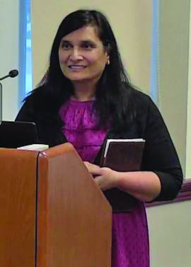 BFL Director Meena Jain presenting at the Natick Selectmen’s meeting on Monday, May 1. (Photo/Courtesy of BFL)